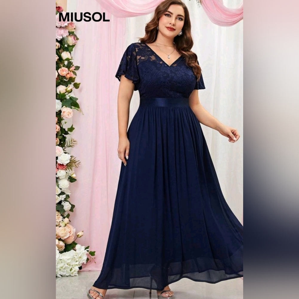 SHEIN Navy Lace Maxi Dress